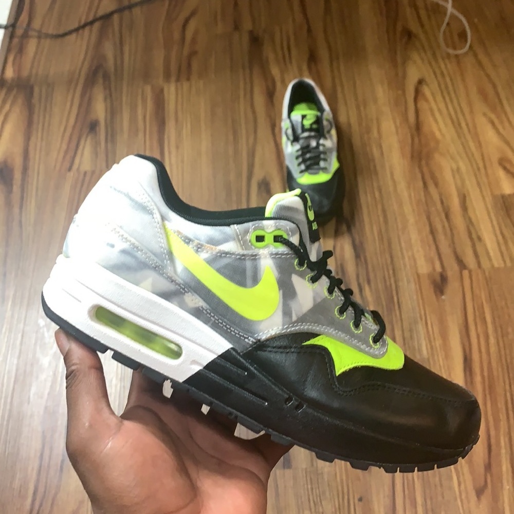 Nike Air Max 1 Retro Black Leather Toe/ Green (8)